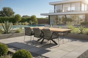 Taste by 4 Seasons Rhodos tuinset met Minerva tuintafel teak blad 220 x 95 cm SALE Tuinset   houtkleur weerbestendig