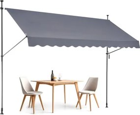 VEVOR Klemzonnescherm 350 x 120 cm, Balkonzonnescherm met handslinger, Zonnescherm, Terrasoverkapping, In hoogte verstelbaar van 218 tot 309 cm, Zonnescherm voor terras/balkon/tuin, Grijs