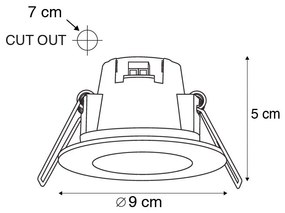 Set van 3 badkamer inbouwspots rond LED 5W wit waterdicht - Blanca