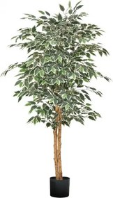 VEVOR Kunstficusboom, 1524 mm met zwarte pot, kunstficusplant met natuurlijke houten stam en realistische groene bladeren, zijden boom voor gebruik binnenshuis, voor thuis, op kantoor en in de woonkamer