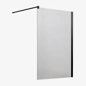 Vaste Douchewand Met 8 Mm Gehard Glas En Bristol Aluminium Transparant & Matzwart & 120 X 195 Cm - Sklum