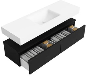 Zaro Alan badmeubel 140cm urban 2 lades met vrijhangende wastafel cloud midden zonder kraangat talc