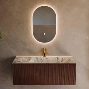 Mondiaz Kurve-dlux 110cm badmeubel ruby met 1 lade en wastafel big medium midden 1 kraangat glace