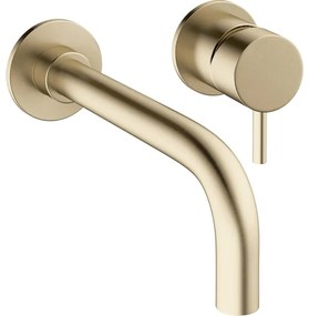 Crosswater MPRO inbouw wastafelkraan met inbouwdeel en 14cm en 22cm uitloop geborsteld messing (goud) 2x sw84108/sw209243