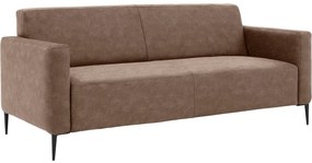 Goossens Bank Key West bruin, micro leer, 3-zits, modern design