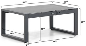 Stoel en Bank Loungeset Aluminium Grijs 4 personen Lifestyle Garden Furniture Batala