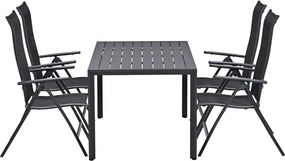 Garden Impressions Santos tuinset 5-delig - Kasper tuintafel 160x84 cm donker grijs