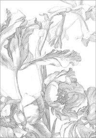 Vliesbehang Engraved Flowers