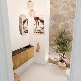 Mondiaz Joya 100cm toiletmeubel ronding links oak met wastafel faye rechts 1 kraangat urban