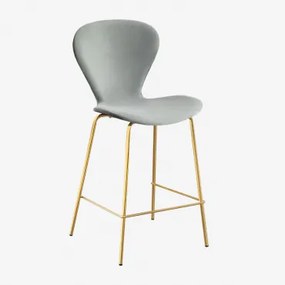 Hoge Kruk In Fluweel Uit Celadon & ↑66 Cm & Goud - Sklum