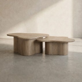 Scandinavische Salontafel Set Mangohout Naturel - 75 X 75cm.