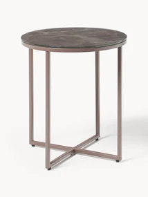 Ronde bijzettafel Antigua met glazen tafelblad in marmerlook
