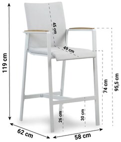 Barset 4 personen  Aluminium Wit Lifestyle Garden Furniture Brandon