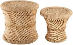 Atmosphera bijzettafel set van 2 naturel bamboe– Boho Salontafel – Bohemian Bijzettafeltjes