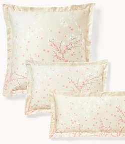 Katoenensatijnen kussenhoes Sakura met bloemenprint
