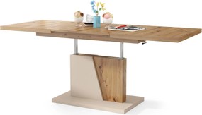 Mazzoni GRAND NOIR artisanaal eiken / beige, salontafel, uitschuifbaar