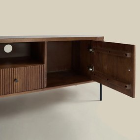 Tv-meubel 160 Cm Ribbel Hout Bruin - 160x40x50cm.