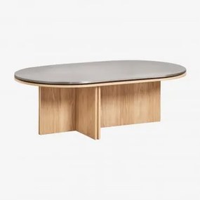 Ovalen Salontafel 120x70 Cm Van Eikenfineer En Roestvrij Staal Lindina Eikenhout - Sklum