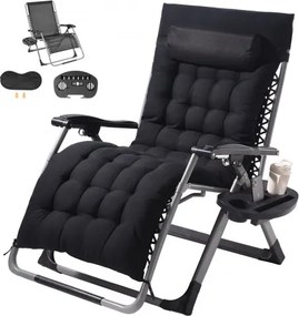 VEVOR Zero Gravity Chair, 84 cm Zero Gravity Relaxfauteuil voor binnen en buiten, Verstelbare anti-zwaartekrachtstoel met kussen, hoofdsteun, voetensteun en bekerhouder, 227 kg, Zwart