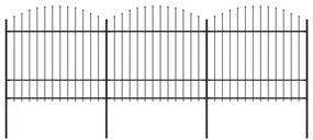 vidaXL Tuinhek met speren bovenkant (1,5-1,75)x5,1 m staal zwart