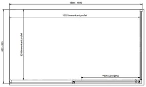 van Rijn ST06 douchecabine met 160cm softclose deur en rookglas matzwart 160x90cm