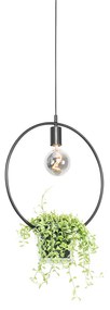 Moderne hanglamp zwart met glas rond - Roslini Modern E27 Binnenverlichting Lamp