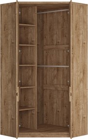 Hoekkledingkast Merfere 101, Eiken, 200x95x95cm, 98 kg, Kledingkast deuren: Met scharnieren