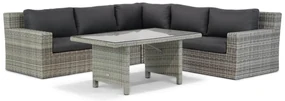 Dining Loungeset 5 personen Wicker Grijs  Garden Collections Amico/Napoli