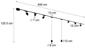 LED Railsysteem met 6 Spot / Opbouwspot / Plafondspots en 2 hanglampen zwart 1-fase - Magnetic Eggy Modern Binnenverlichting Lamp