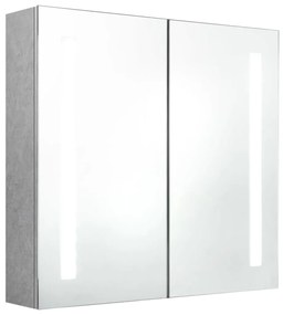 vidaXL Badkamerkast met spiegel en LED 62x14x60 cm betongrijs