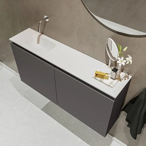 Mondiaz Ture 100cm toiletmeubel dark grey met wastafel talc links geen kraangat