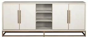 Richmond Interiors Whitebone Dressoir Wit Hout Met Messing - 225x47x91cm.