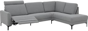 Goossens Hoekbank Dallas lichtgrijs, stof, 1,5-zits, modern design met ligelement rechts