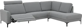 Goossens Hoekbank Dallas lichtgrijs, stof, 1,5-zits, modern design met ligelement rechts