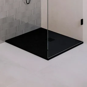 BRAUER Relievo Crag Douchebak 90x90cm antislip antibacterieel mineraalmarmer mat zwart DB-RC90X90Z