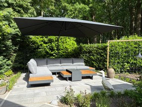 Platinum Challenger zweefparasol T1 Premium 4x3 m. - Faded Black - met ingraafvoet en hoes