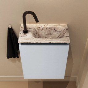 Mondiaz Ture DLux toiletmeubel 40cm clay met wastafel glace rechts met kraangat