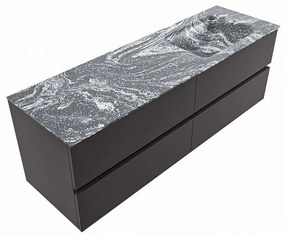 Mondiaz Vica DLux badmeubel 150cm dark grey 4 lades met wastafel lava rechts 1 kraangat