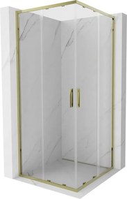 Mexen Exo vierkante schuifdouchecabine 100 x 100 cm, transparant, goud - 8111-100-100-50-00