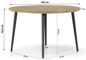 Tuinset Ronde Tuintafel 130 cm Wicker Zwart 4 personen Domani Furniture Emory/Montana