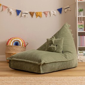 Kinder Zitzak Dino Lounger & Kussen Set - Groen