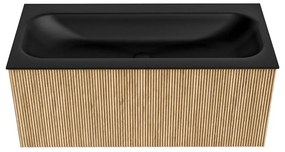 Mondiaz Kurve 100cm badmeubel oak met 1 lade en wastafel big medium midden zonder kraangat urban