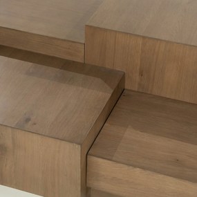 Grote Salontafel Eiken Blokken Bruin 140x75 Cm - 140 X 75cm.