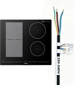 VEVOR 4-zone inductiekookplaat, inbouw inductiekookplaat, 7200 W, 9 vermogensniveaus, LED-touchscreen, glaskeramisch oppervlak en kinderbeveiliging, voor keuken en camper