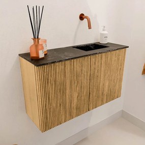 Mondiaz Joya DLux 70cm toiletmeubel oak met wastafel faye rechts zonder kraangat lava