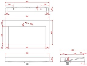 Fontana Elena badkamermeubel 80cm kasteel bruin met solid surface wastafel 1 kraangat