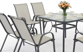 Modena lichtgrijze metalen tuinset voor 8 personen met Garden Point vierkante tafel
