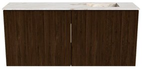 Mondiaz Joya DLux 90cm toiletmeubel walnut met wastafel faye rechts 1 kraangat frappe