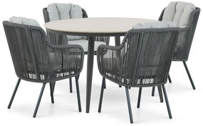 Tuinset 4 personen 120 cm Aluminium/rope Grijs Santika Furniture Santika