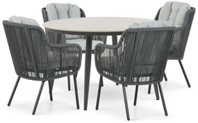 Tuinset 4 personen 120 cm Aluminium/rope Grijs Santika Furniture Santika